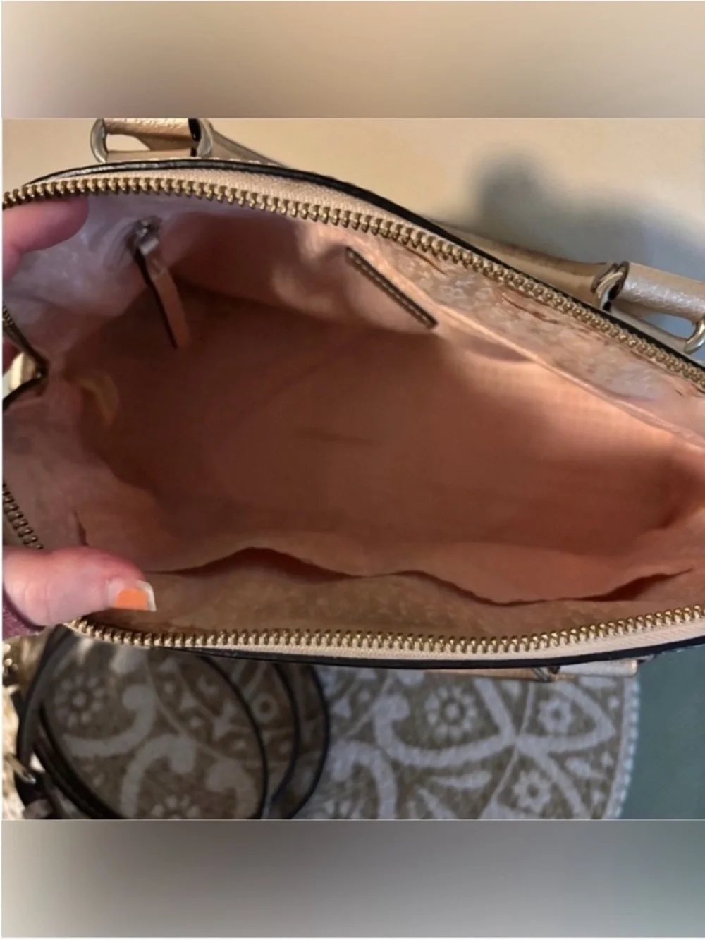 Kate Spade Metallic Golden Dome Handbag with Removable Strap